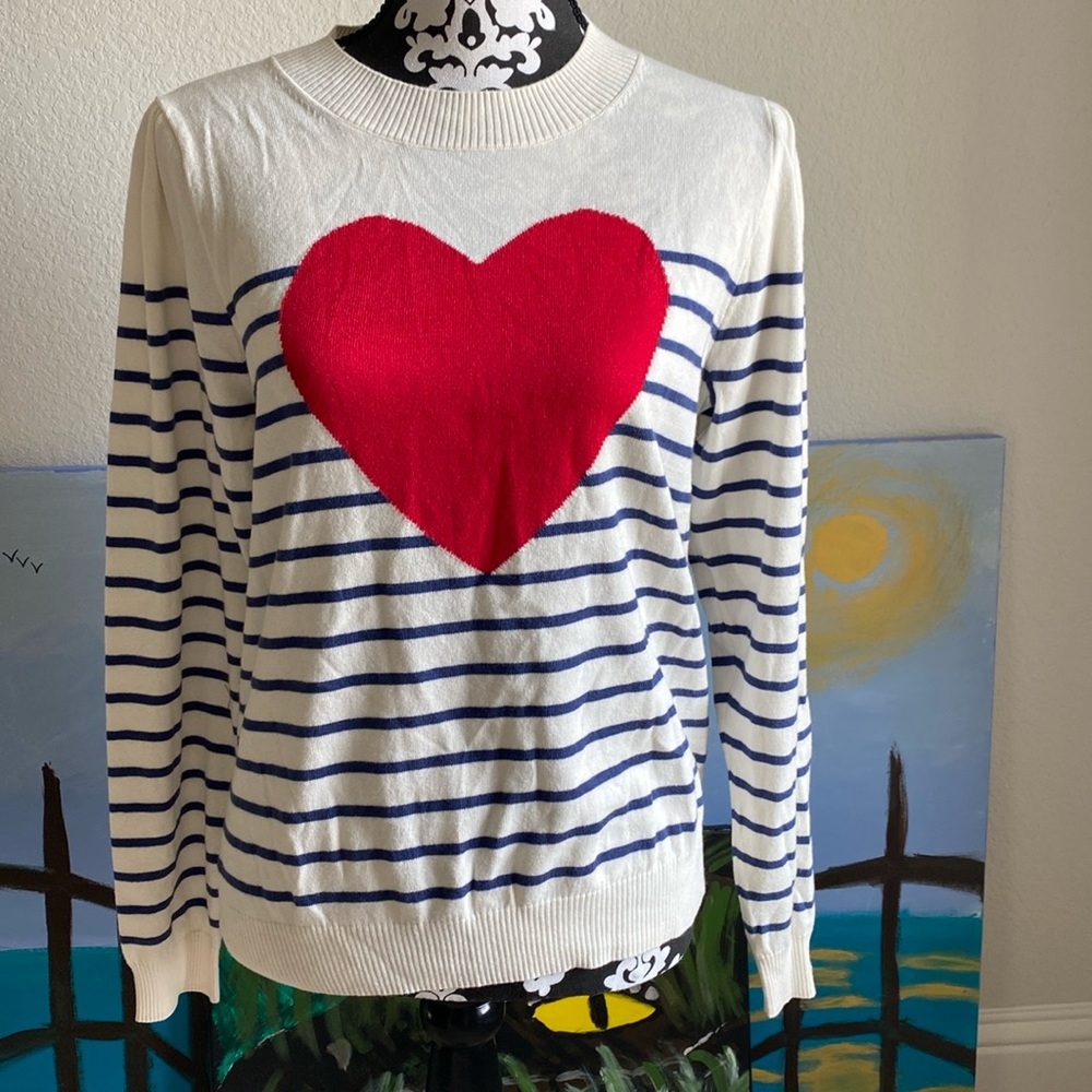 Valentines Day!?😍 J Crew Red Heart Striped SweaterNWT